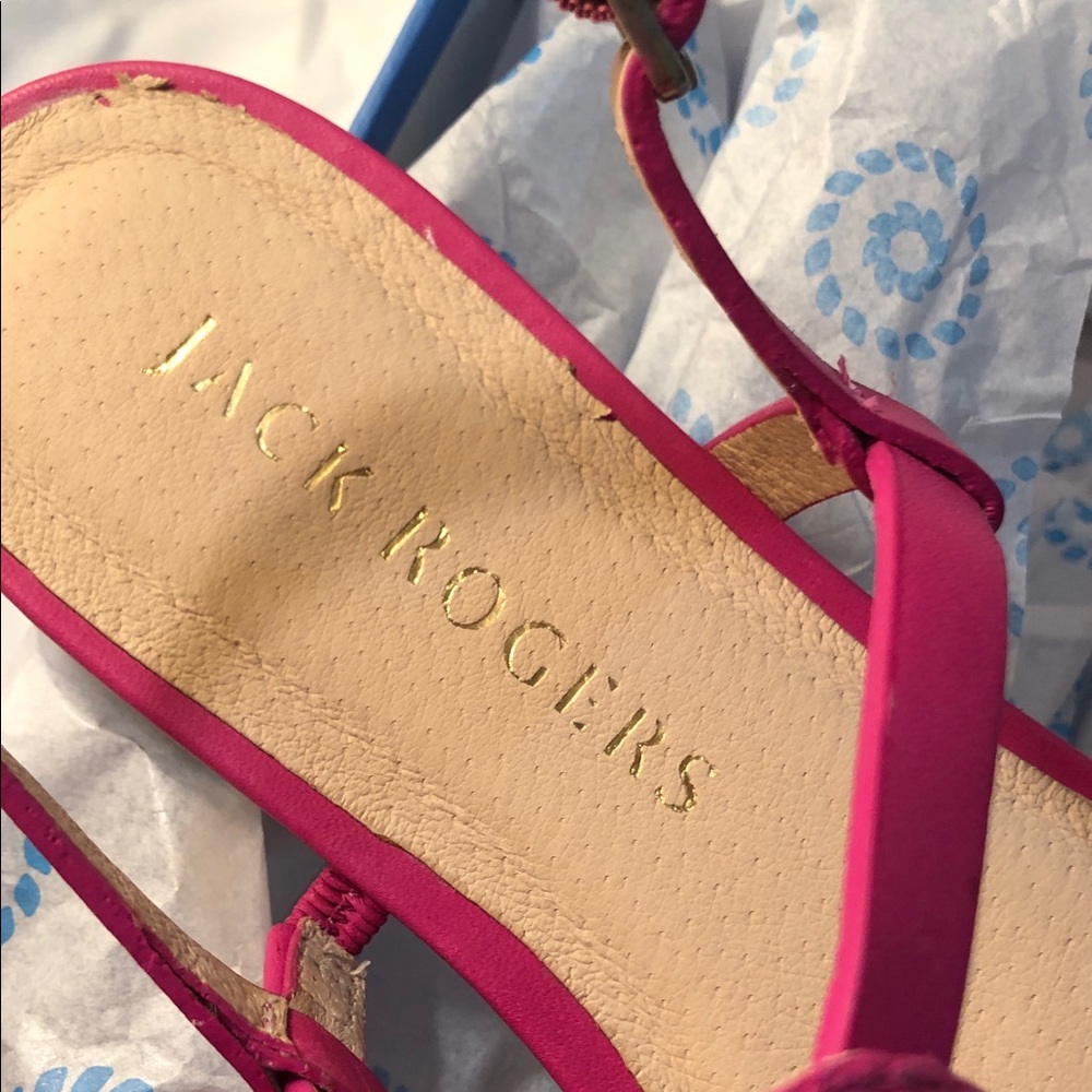 Jack Rogers Pink Sandals with Rosette Accents - Picture 2 of 5
